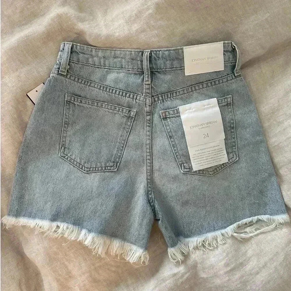 JONATHAN SIMKHAI STANDARD Luca Denim Shorts Distressed Crete Size 24 NEW NWT! - Picture 8 of 10